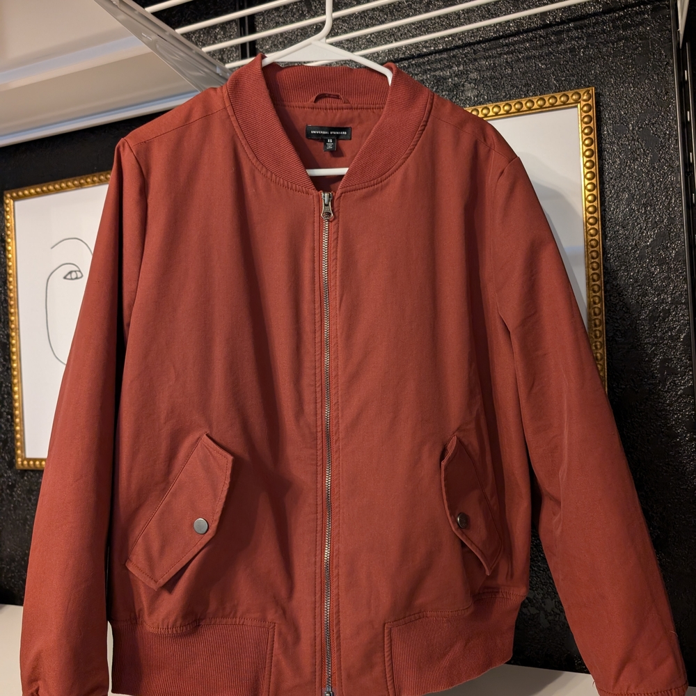 Universal Standard Rusty Burgundy Bomber Jacket XS